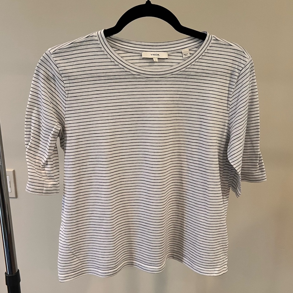 Vince Women's Striped Top - Black and Off-White